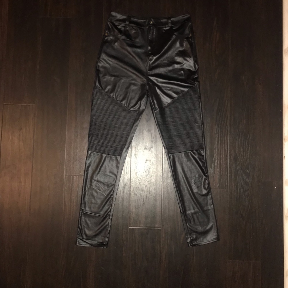 Black vinyl pants